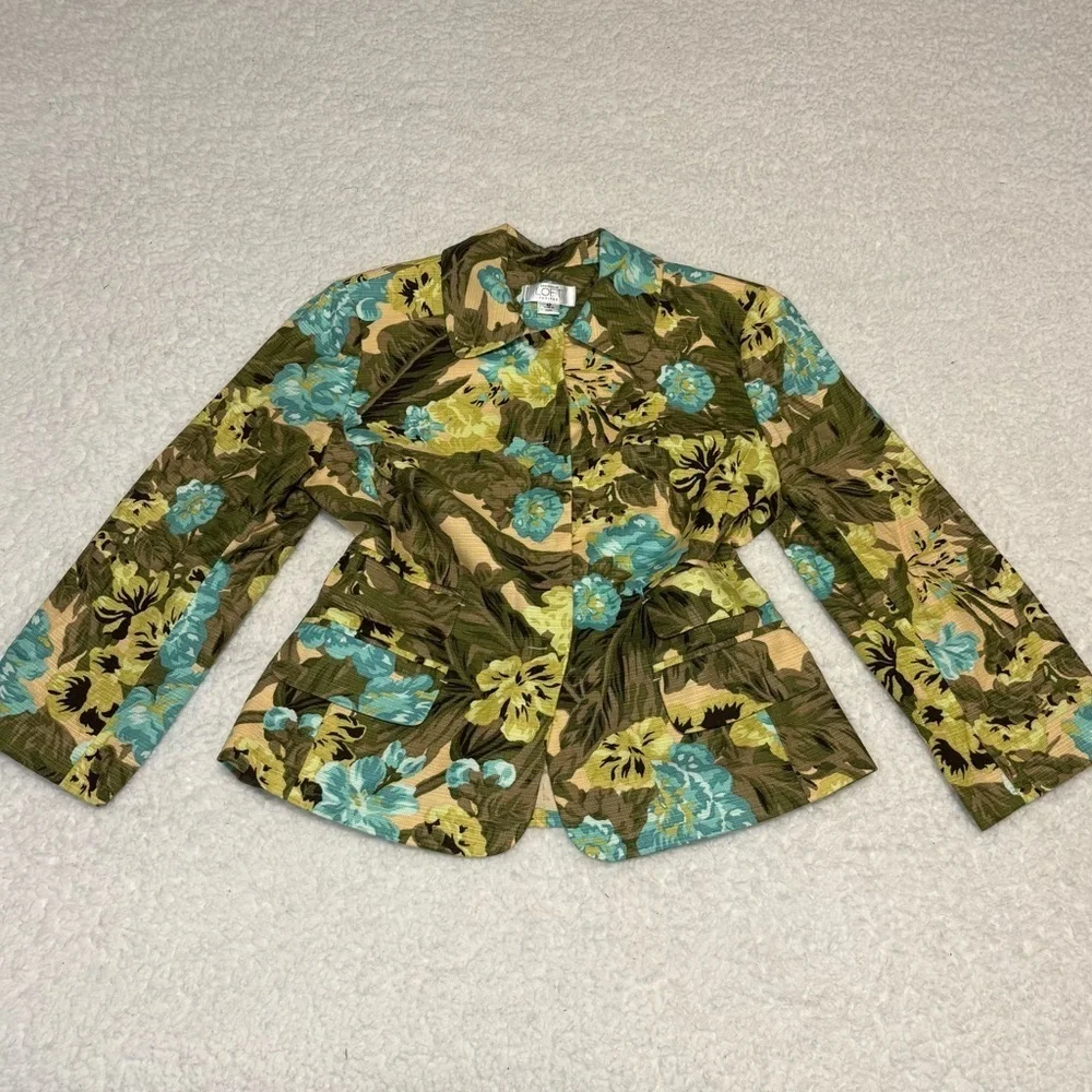 Ann Taylor Loft Women Petite Tropical Floral Print Blazer Jacket - Picture 1 of 11